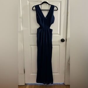 Dark blue jumpsuit with cutouts